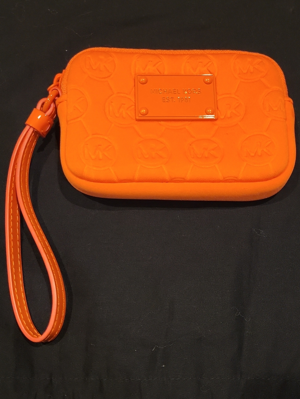 Michael Kors Vibrant Orange MK Logo Wristlet